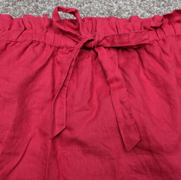 Kenar 100% linen paperbag mini skirt with pocket hot pink - Picture 3 of 10